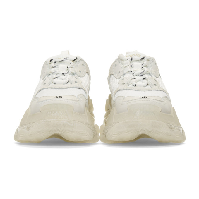 BALENCIAGA White Triple S Clear Sole Sneakers