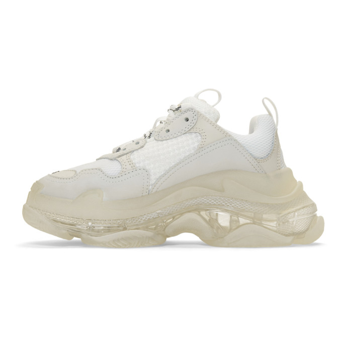 BALENCIAGA White Triple S Clear Sole Sneakers