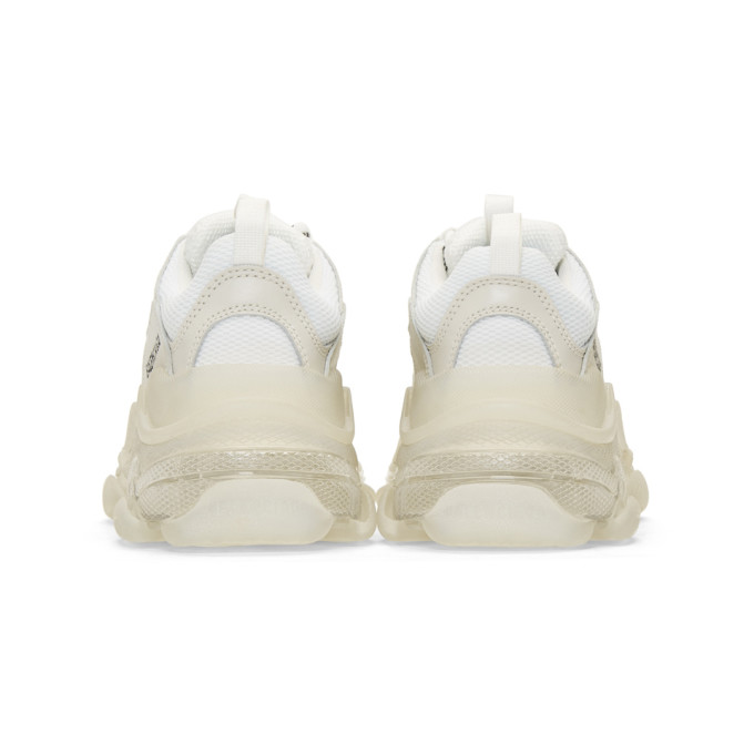 BALENCIAGA White Triple S Clear Sole Sneakers