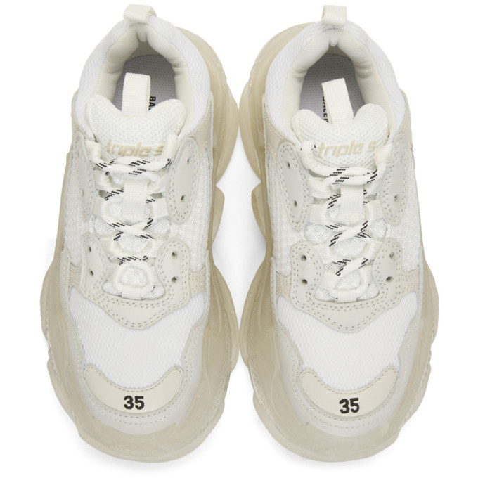 BALENCIAGA White Triple S Clear Sole Sneakers