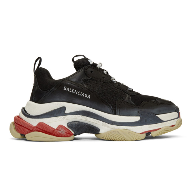 balenciaga black triple s leather sneakers