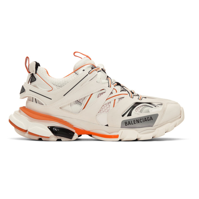 BALENCIAGA OFF-WHITE & ORANGE TRACK SNEAKERS