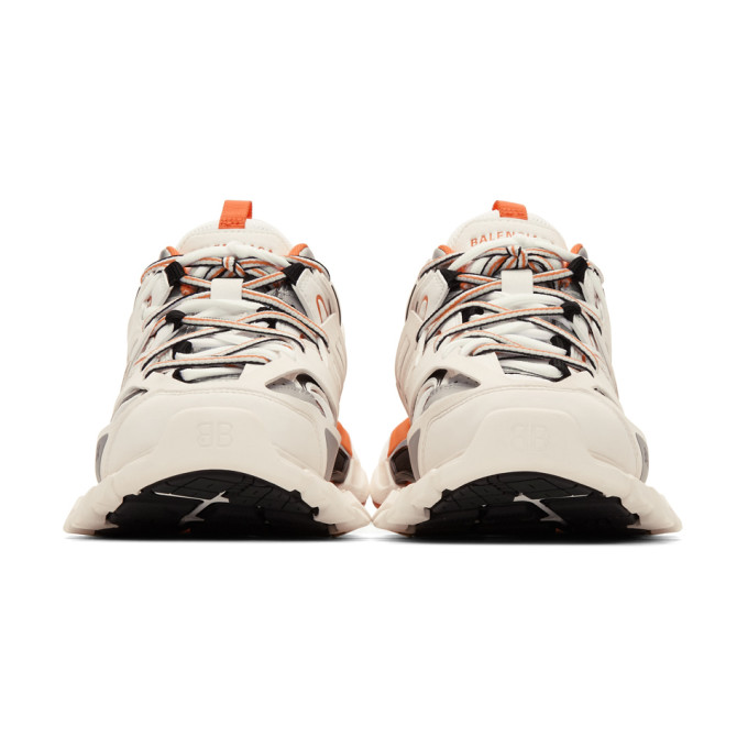 BALENCIAGA OFF-WHITE & ORANGE TRACK SNEAKERS