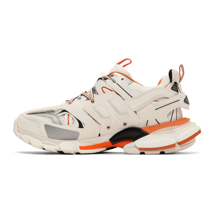 BALENCIAGA OFF-WHITE & ORANGE TRACK SNEAKERS