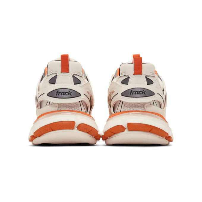 BALENCIAGA OFF-WHITE & ORANGE TRACK SNEAKERS