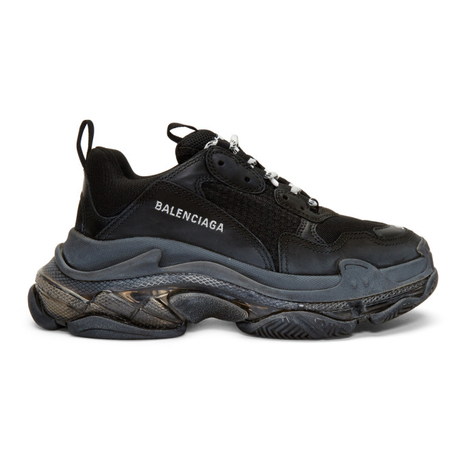 balenciaga black leather sneakers