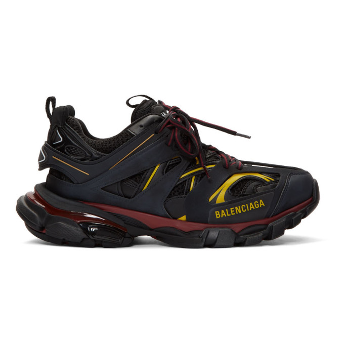 BALENCIAGA Black & Burgundy Track Sneakers