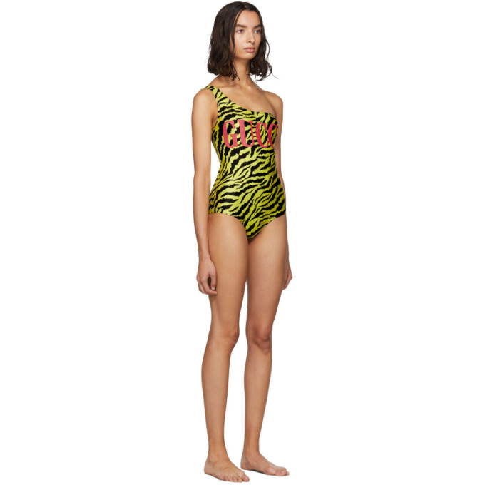 GUCCI YELLOW ZEBRA SPARKLING ONE-PIECE SWIMSUIT