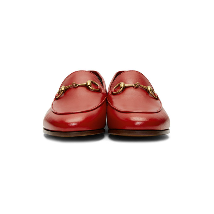GUCCI Red Leather Horsebit Loafers