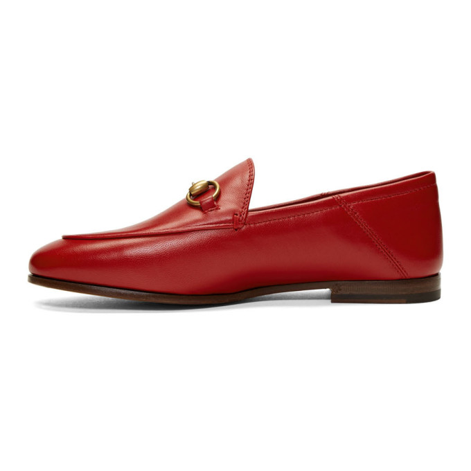 GUCCI Red Leather Horsebit Loafers