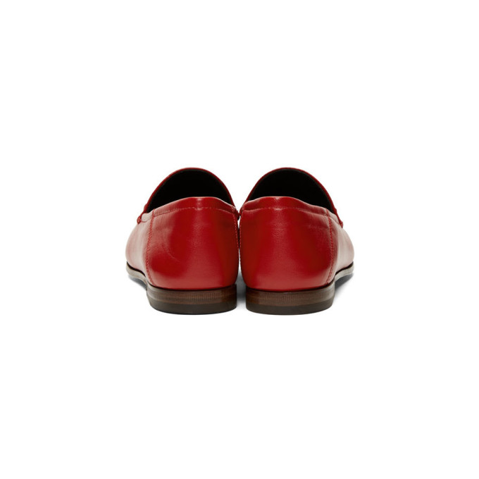 GUCCI Red Leather Horsebit Loafers