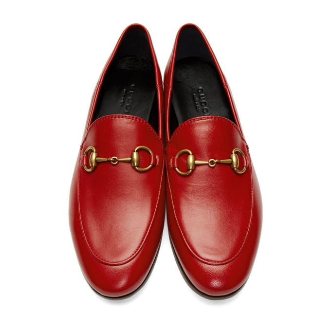 GUCCI Red Leather Horsebit Loafers