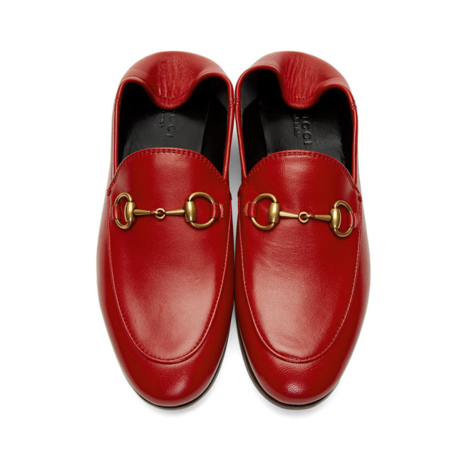 GUCCI Red Leather Horsebit Loafers
