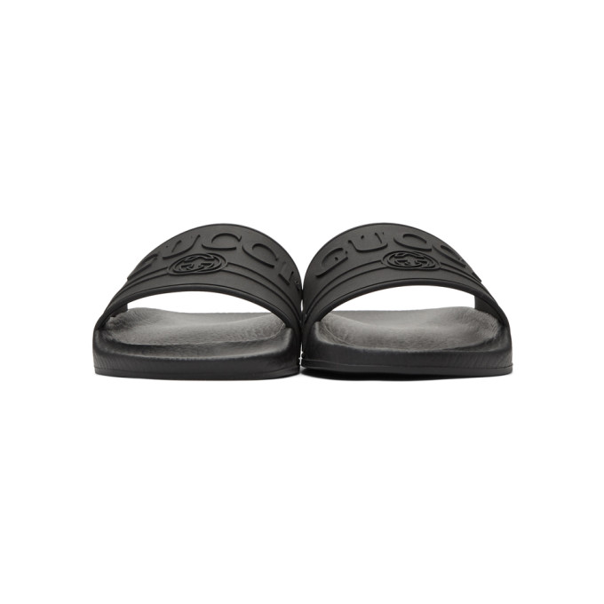 GUCCI GUCCI BLACK PURSUIT POOL SLIDES