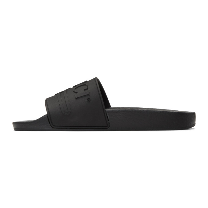 GUCCI GUCCI BLACK PURSUIT POOL SLIDES