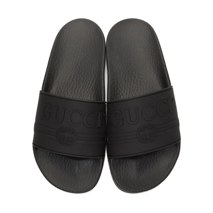 GUCCI GUCCI BLACK PURSUIT POOL SLIDES