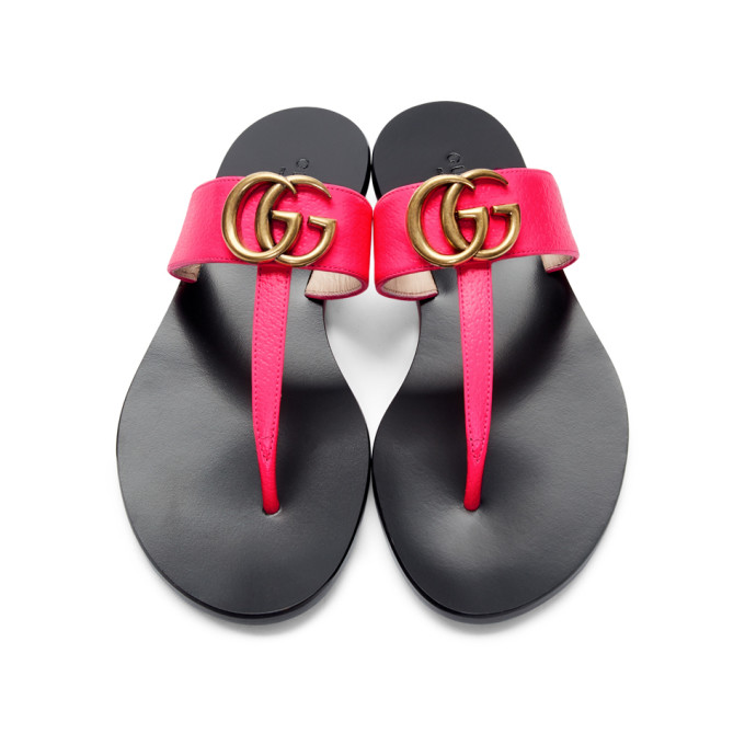 GUCCI GUCCI PINK GG THONG SANDALS