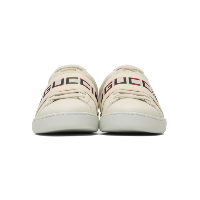 GUCCI WHITE ELASTIC BAND NEW ACE SNEAKERS