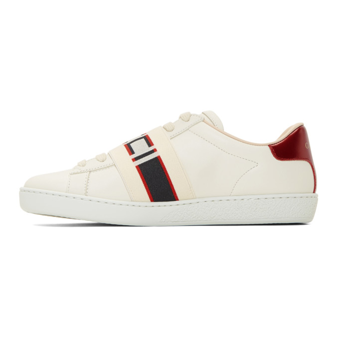 GUCCI WHITE ELASTIC BAND NEW ACE SNEAKERS