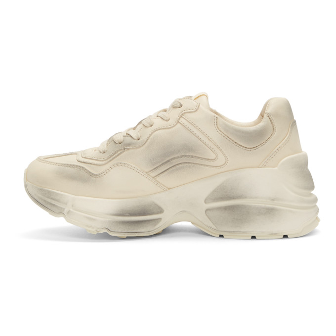 GUCCI White Mouth Print Rhyton Sneakers