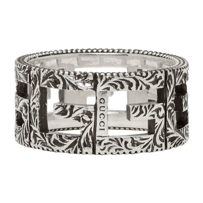 gucci silver ring with square g