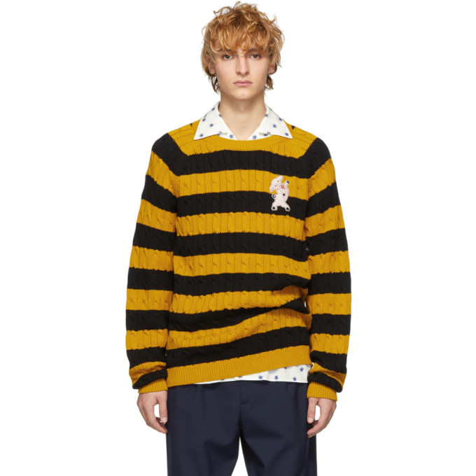 Yellow black striped sweater clearance