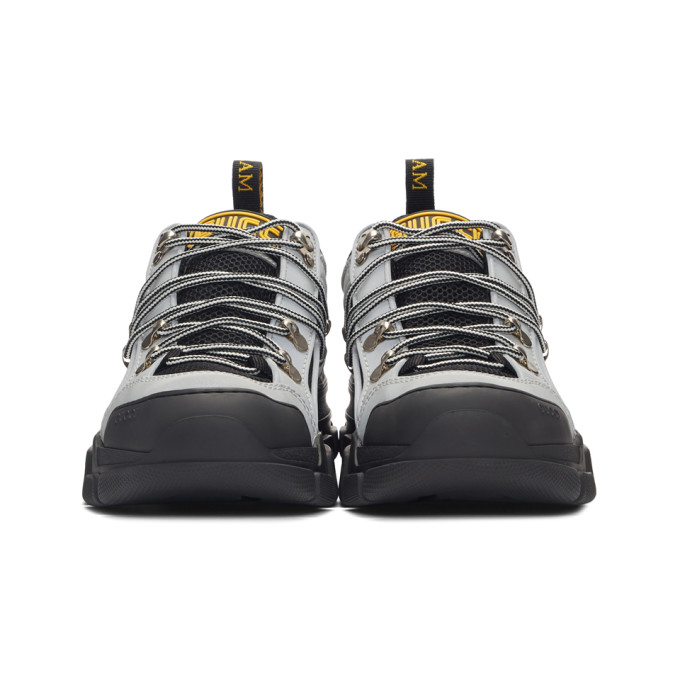 GUCCI GUCCI GREY AND BLACK REFLECTIVE FLASHTREK SNEAKERS