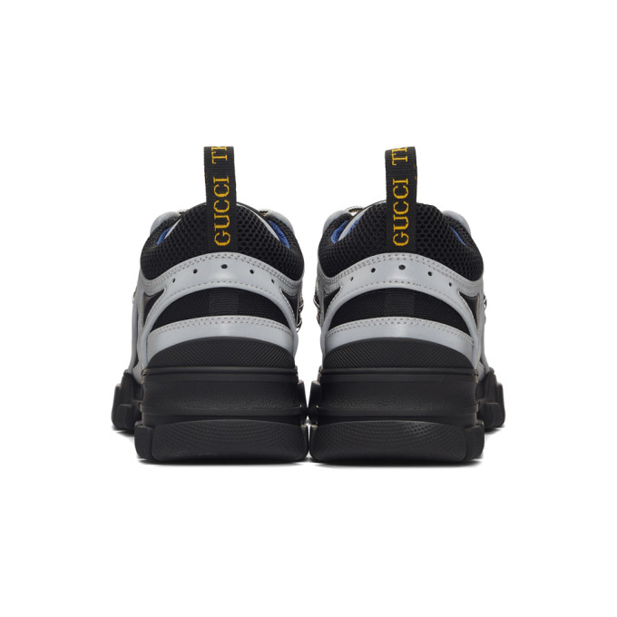 GUCCI GUCCI GREY AND BLACK REFLECTIVE FLASHTREK SNEAKERS