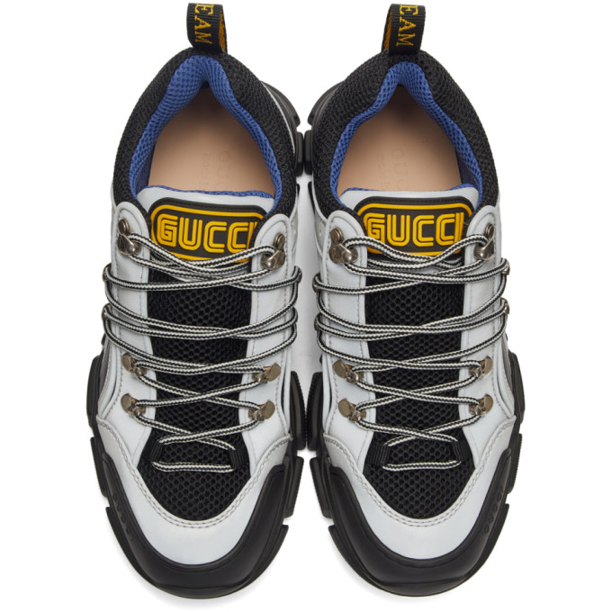 GUCCI GUCCI GREY AND BLACK REFLECTIVE FLASHTREK SNEAKERS