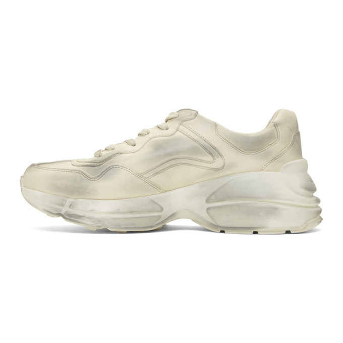 GUCCI White Mouth Print Rhyton Sneakers