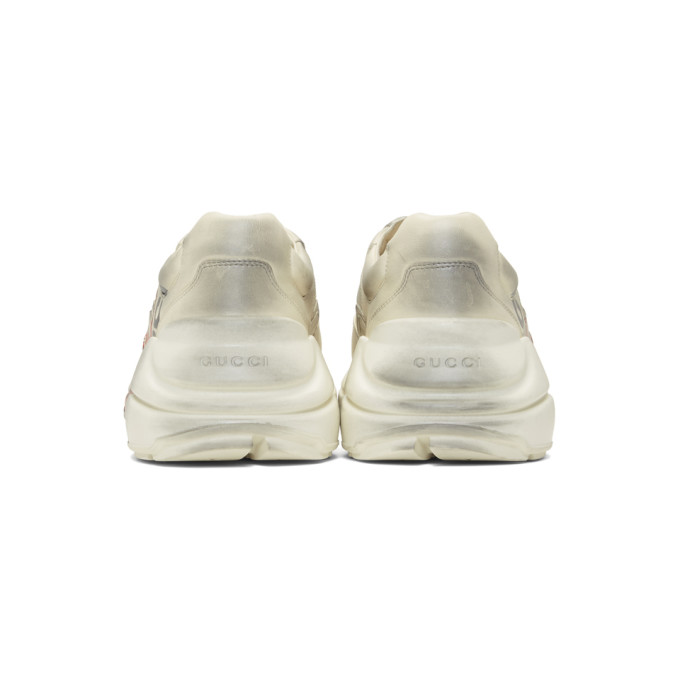 GUCCI White Mouth Print Rhyton Sneakers