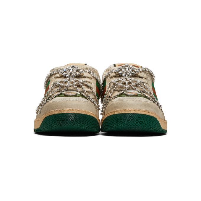 GUCCI WHITE ART DECO SCREENER SNEAKERS