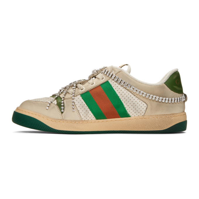 GUCCI WHITE ART DECO SCREENER SNEAKERS