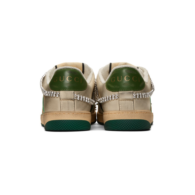 GUCCI WHITE ART DECO SCREENER SNEAKERS