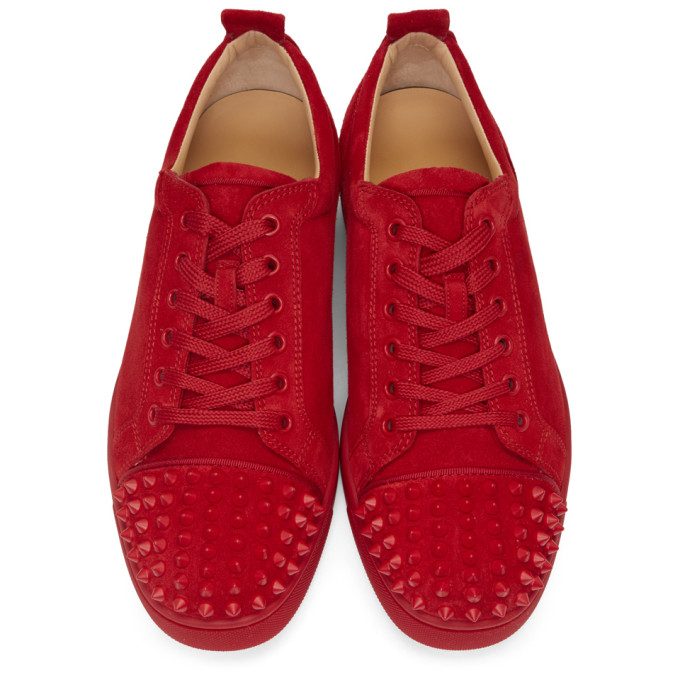 Christian Louboutin Louis Junior Spike-Embellished Suede Trainers In ...