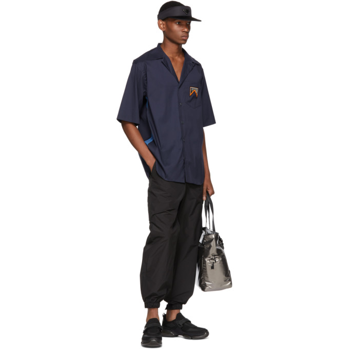 PRADA PRADA BLACK TECHNO POPLIN LOUNGE PANTS