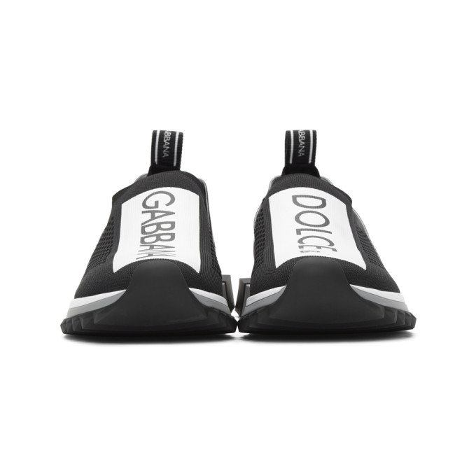 DOLCE & GABBANA DOLCE AND GABBANA BLACK AND WHITE SORRENTO SLIP-ON SNEAKERS