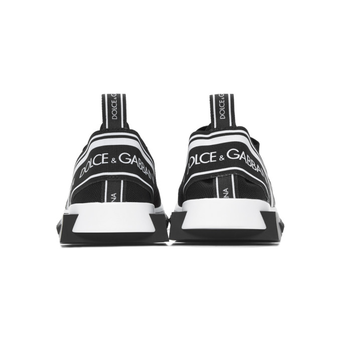 DOLCE & GABBANA DOLCE AND GABBANA BLACK AND WHITE SORRENTO SLIP-ON SNEAKERS