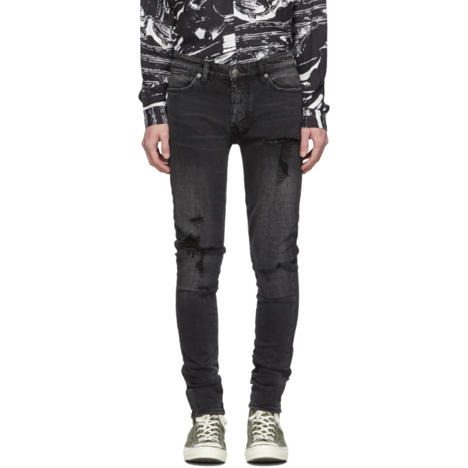 black trashed skinny jeans
