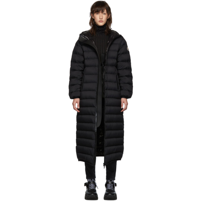 MONCLER BLACK DOWN GRUE LONG COAT