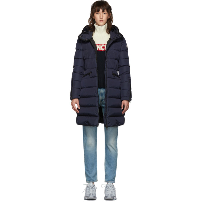 MONCLER NAVY DOWN BETULONG HOODED COAT