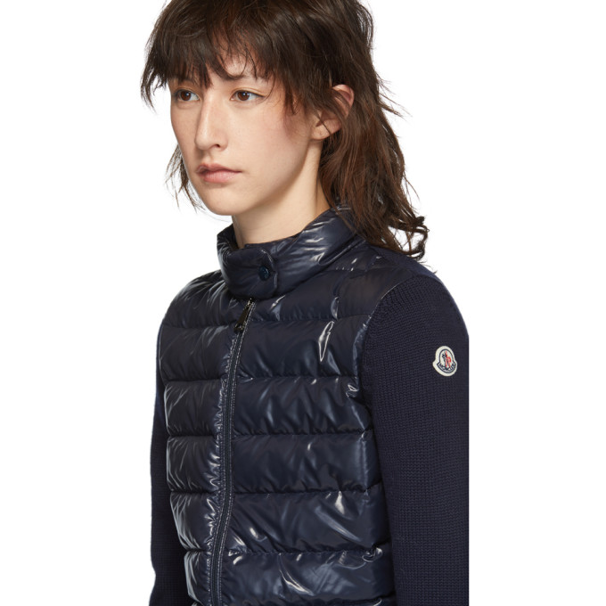 MONCLER MONCLER NAVY DOWN KNIT JACKET