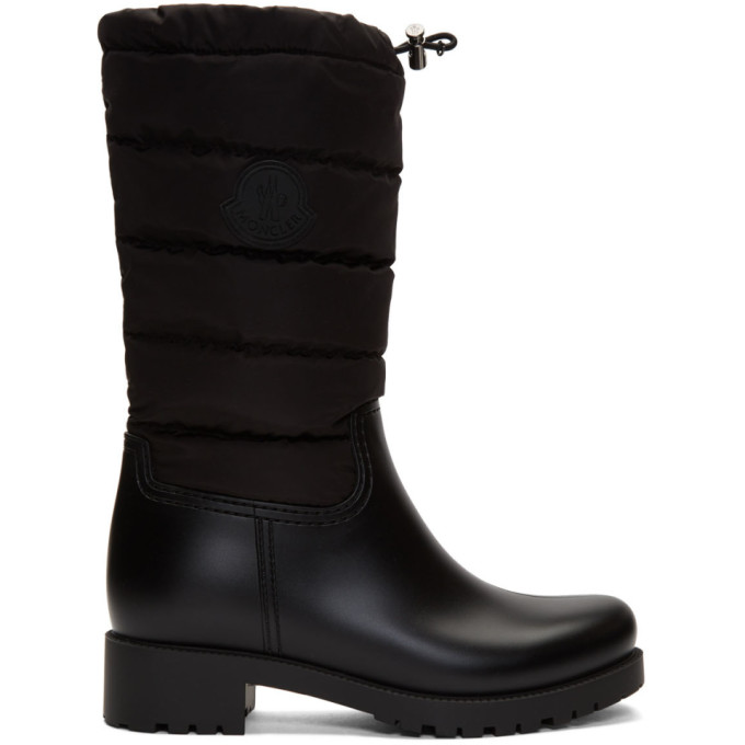 Moncler Ginette Quilted Nylon And Rubber Rain Boots In 999 Black | ModeSens