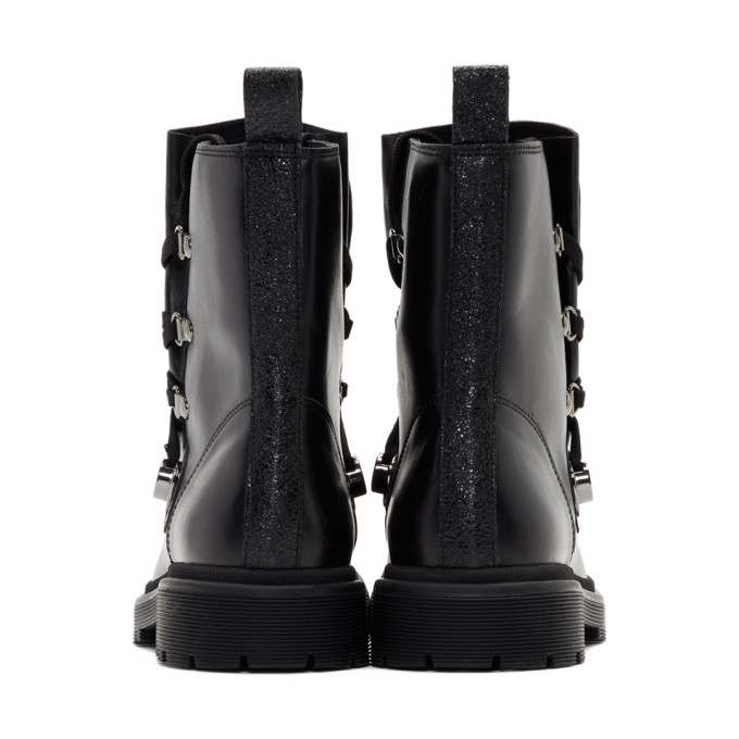 MONCLER BLACK BERENICE COMBAT BOOTS