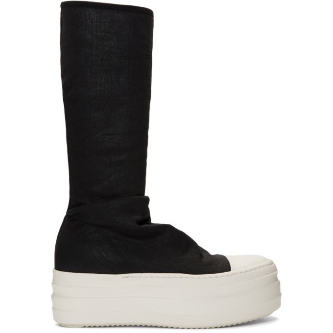RICK OWENS DRKSHDW RICK OWENS DRKSHDW BLACK DOUBLE BUMPER SOCK SNEAKER BOOTS