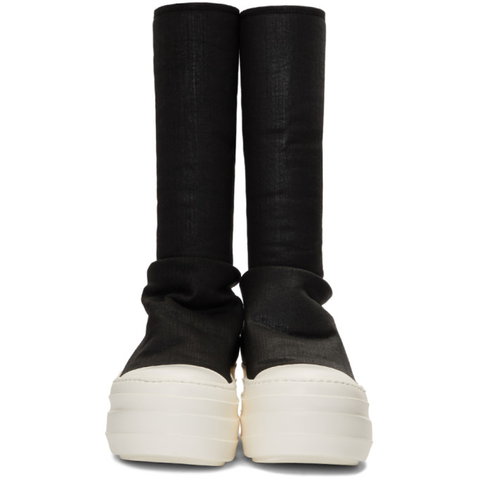 RICK OWENS DRKSHDW RICK OWENS DRKSHDW BLACK DOUBLE BUMPER SOCK SNEAKER BOOTS