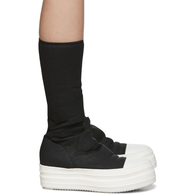 RICK OWENS DRKSHDW RICK OWENS DRKSHDW BLACK DOUBLE BUMPER SOCK SNEAKER BOOTS