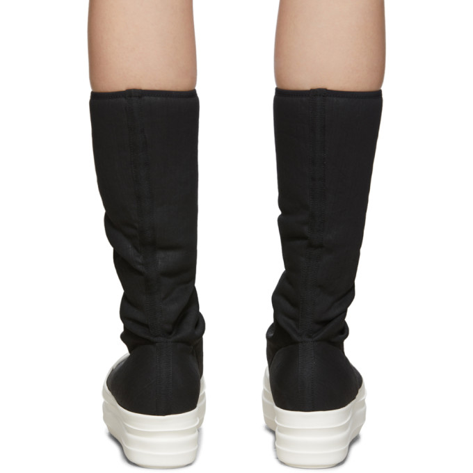 RICK OWENS DRKSHDW RICK OWENS DRKSHDW BLACK DOUBLE BUMPER SOCK SNEAKER BOOTS