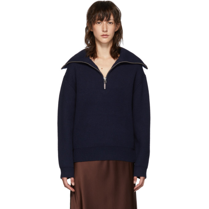 ACNE STUDIOS ACNE STUDIOS NAVY HALF-ZIP SWEATER