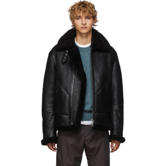 Click to view more detailed imagery on our partner's website Acne Studios Ian Shearling-Trimmed Suede Jacket In Black